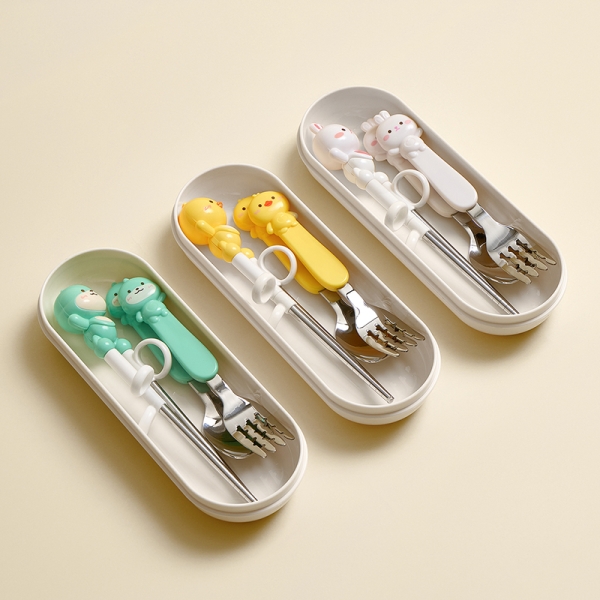 에디슨 프렌즈 4종 스푼포크 세트 교정 젓가락 수저 어린이집준비물 세트