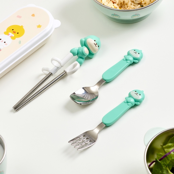 에디슨 프렌즈 4종 스푼포크 세트 교정 젓가락 수저 어린이집준비물 세트