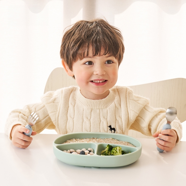 에디슨 이지그립 실리콘 스푼 포크 케이스 세트 인펀트 베이비 18개월 자기주도 이유식준비물