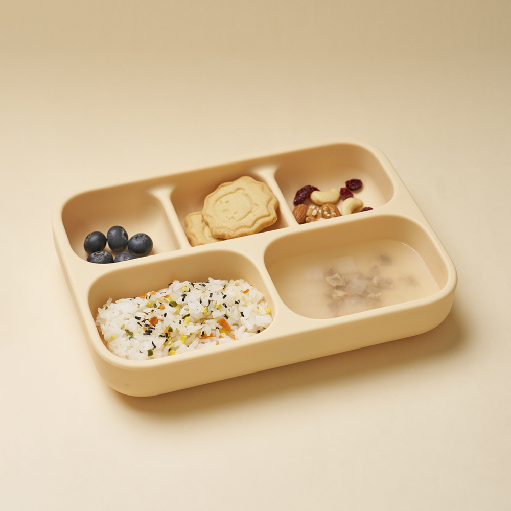 에디슨 자기주도 실리콘 흡착 5구 식판 이유식 식기 유아식판