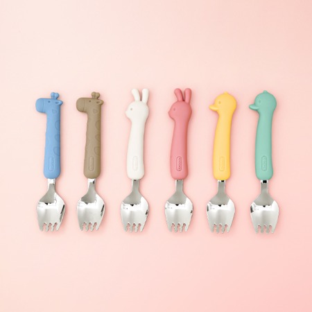 에디슨 베이비 실리콘 스포크 케이스 세트 스푼 숟가락 포크 2세이상