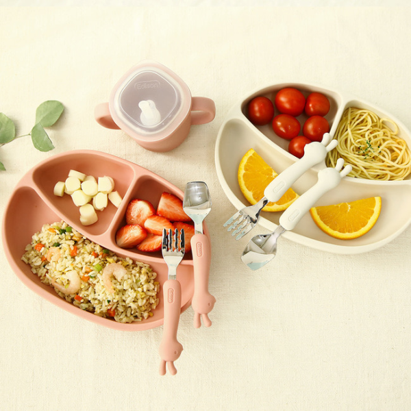 에디슨 리뉴얼 실리콘 베이비 유아 스푼포크 케이스 세트 자기주도 이유식 준비물