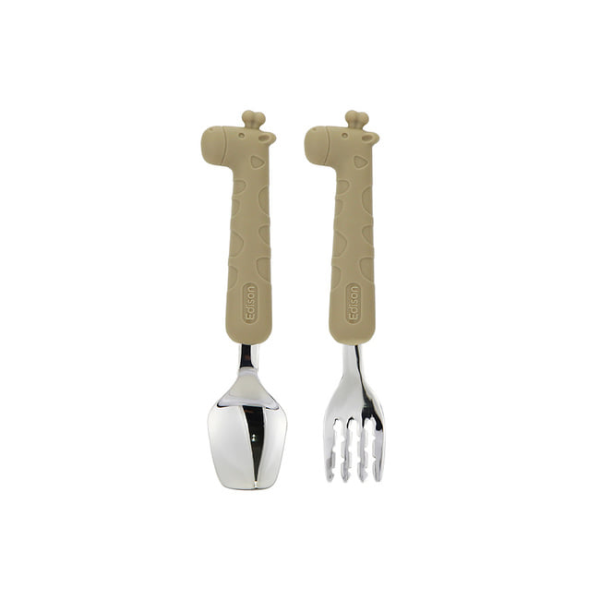 에디슨 리뉴얼 실리콘 베이비 유아 스푼포크 케이스 세트 자기주도 이유식 준비물