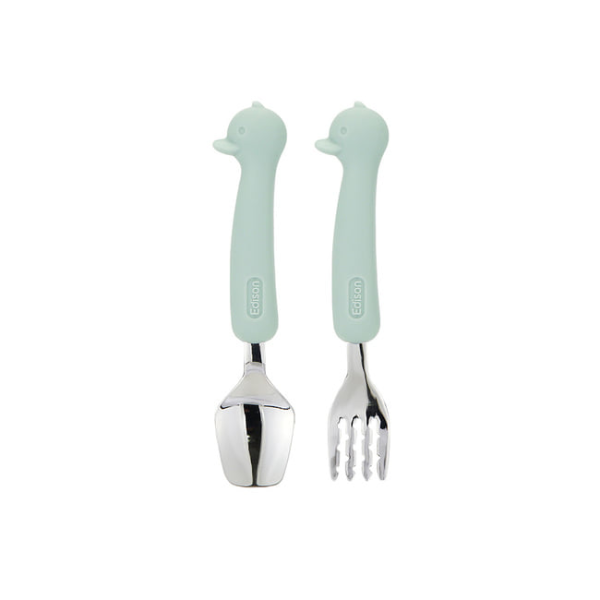 에디슨 리뉴얼 실리콘 베이비 유아 스푼포크 케이스 세트 자기주도 이유식 준비물