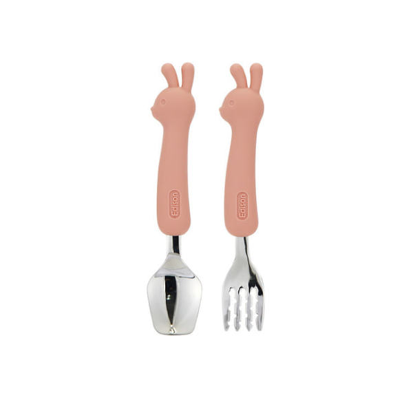 에디슨 리뉴얼 실리콘 베이비 유아 스푼포크 케이스 세트 자기주도 이유식 준비물