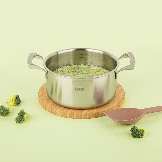 에디슨 프리미엄 이유식 스텐 조리 인덕션 18cm 통3중 스테인리스 양수 냄비
