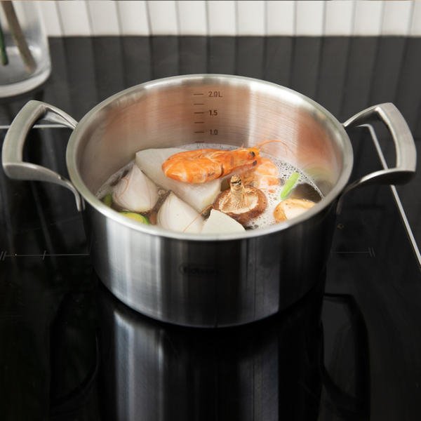 에디슨 프리미엄 이유식 스텐 조리 인덕션 18cm 통3중 스테인리스 양수 냄비