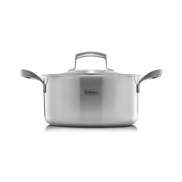 에디슨 프리미엄 이유식 스텐 조리 인덕션 18cm 통3중 스테인리스 양수 냄비