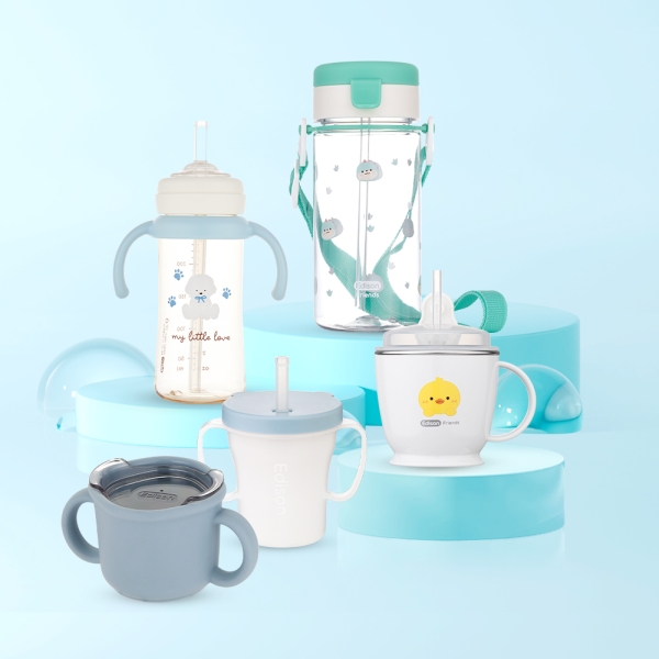 에디슨 아기빨대컵 PPSU 원터치캡 에코젠 실리콘 스테인리스 트라이탄 물컵 트레이닝컵 모음전