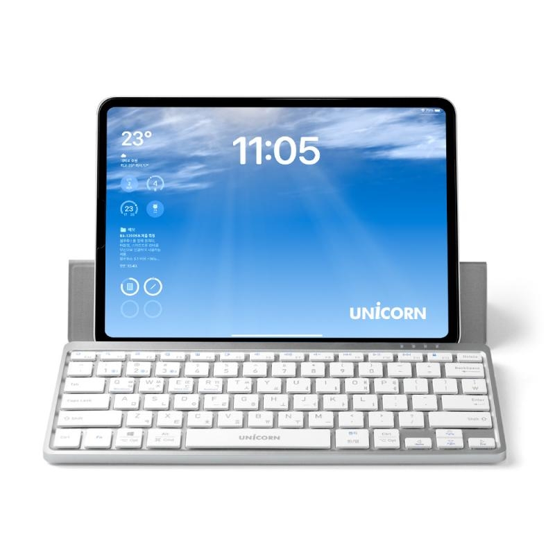 [유니콘]휴대용 블루투스 무선키보드 태블릿 스마트폰거치 충전식 BK-1200SB