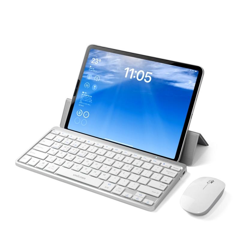 [유니콘]휴대용 블루투스 무선키보드 태블릿 스마트폰거치 충전식 BK-1200SB