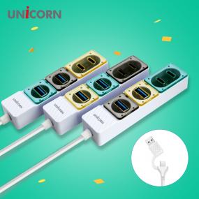 [유니콘]USB3.2 Gen1 4포트 USB멀티허브(A+C타입 각 2포트) 듀얼컨텍터 RHC-200D