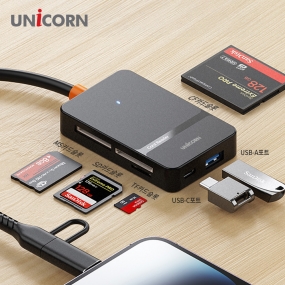 유니콘 USB 6in1 통합멀티카드리더기 USB3.2 Gen1 C&A타입 듀얼컨넥터 XC-6000M