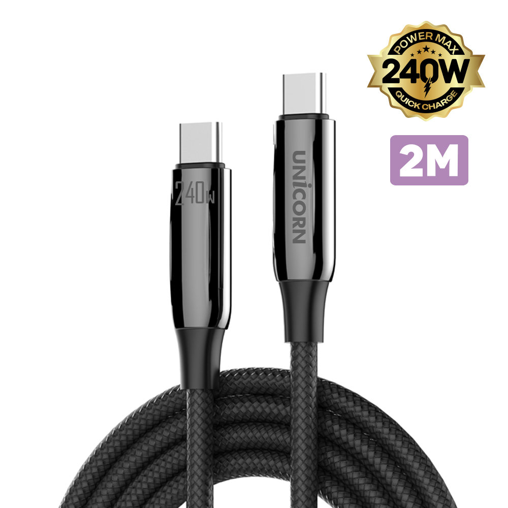 유니콘 2M USB C to C타입 240W 초고속2.0충전 PD3.1 QC3.0 충전데이터케이블 PLC-2M240W