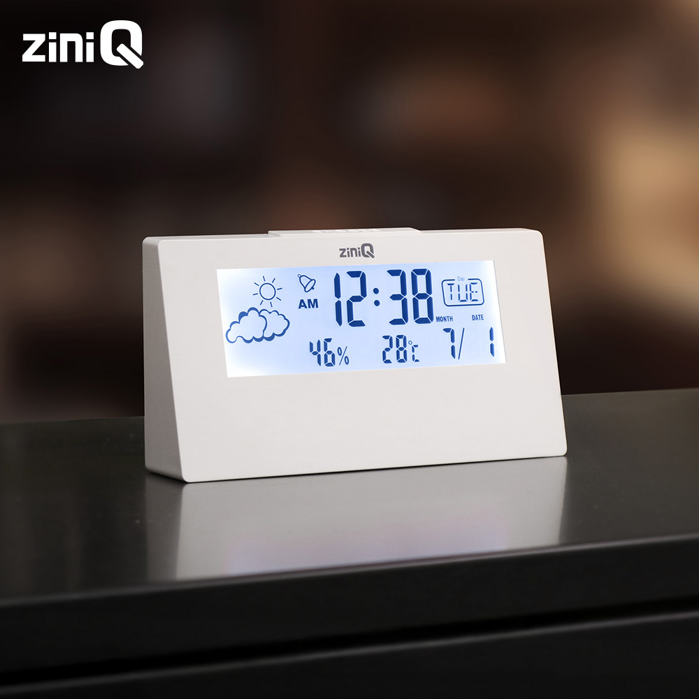 지니큐 디지털 LED 탁상시계 온도습도날짜표시 알람 투명탁상용 ZQ-CK300