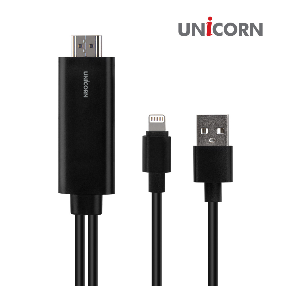 유니콘 IOS 8핀 to HDMI 4K 60Hz MHL 아이폰유선미러링 USB충전 TM-MHL-8000S