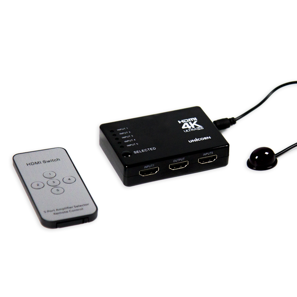 유니콘 HS-500H 5:1 4K HDMI스위치 셀렉터 모니터분배기 리모컨포함