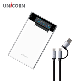 유니콘 스마트컬러LCD 2.5인치 HDD SSD 투명외장하드케이스 USB3.2Gen1 A+C타입젠더 슬라이딩결합 HSD-L40