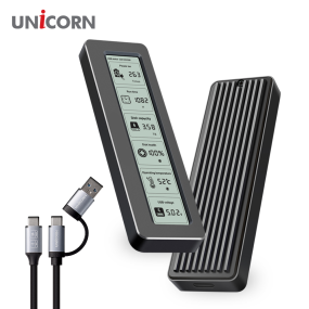 유니콘 스마트LCD 통알루미늄 M.2 NVME SSD외장하드케이스 USB3.2Gen2 10Gbps A+C타입젠더 MSD-L60