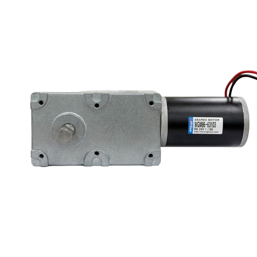웜기어 감속 DC 브러시모터 WGM86-63103 DC24V 더블샤프트 토크 59~500kgf&middot;cm 출력 7~95rpm 감속비 8종 선택 셀프락 직각축