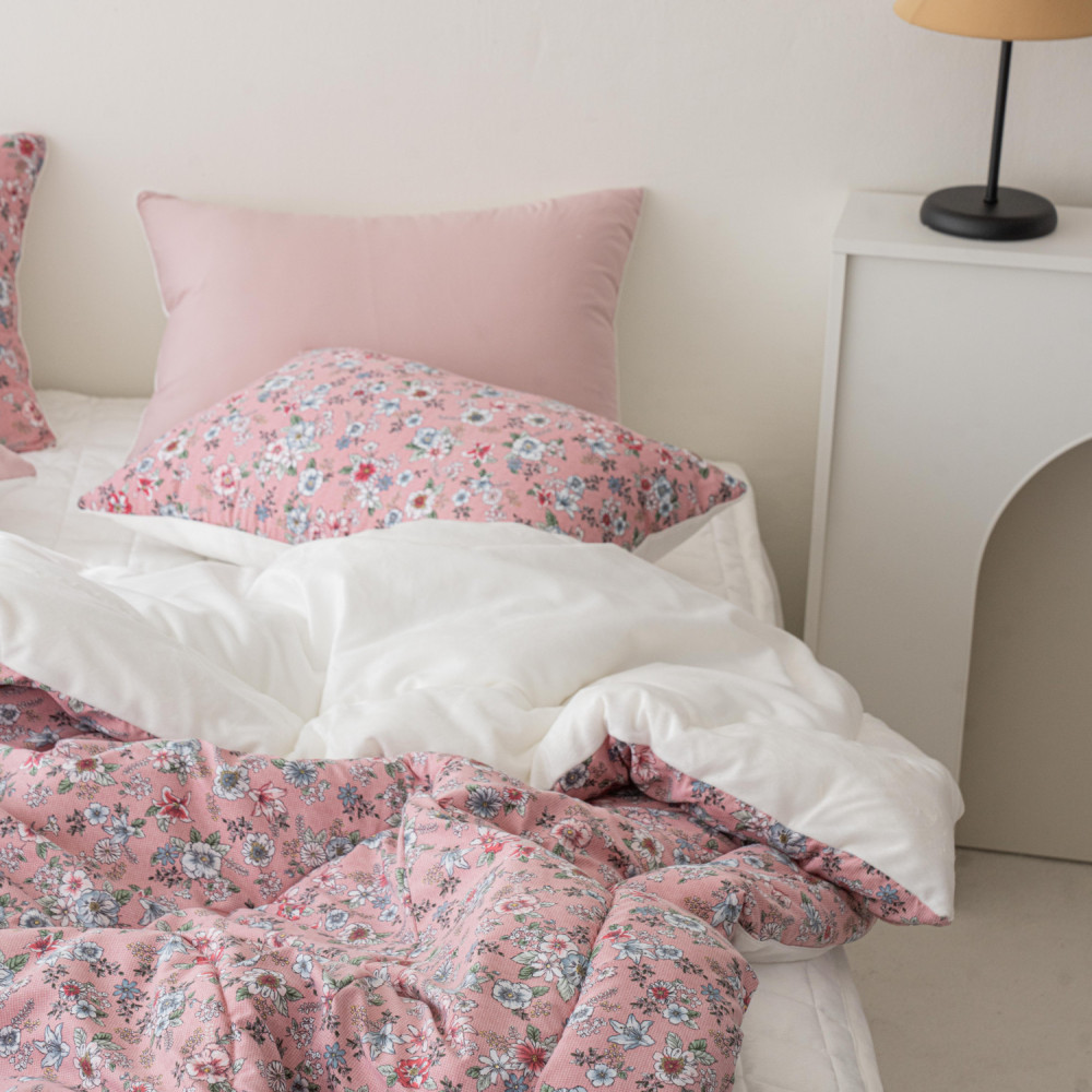 듀얼플로 세미극세사 꽃무늬 겨울이불 먼지없는 알러지케어 차렵이불 패드 베개커버 침구세트