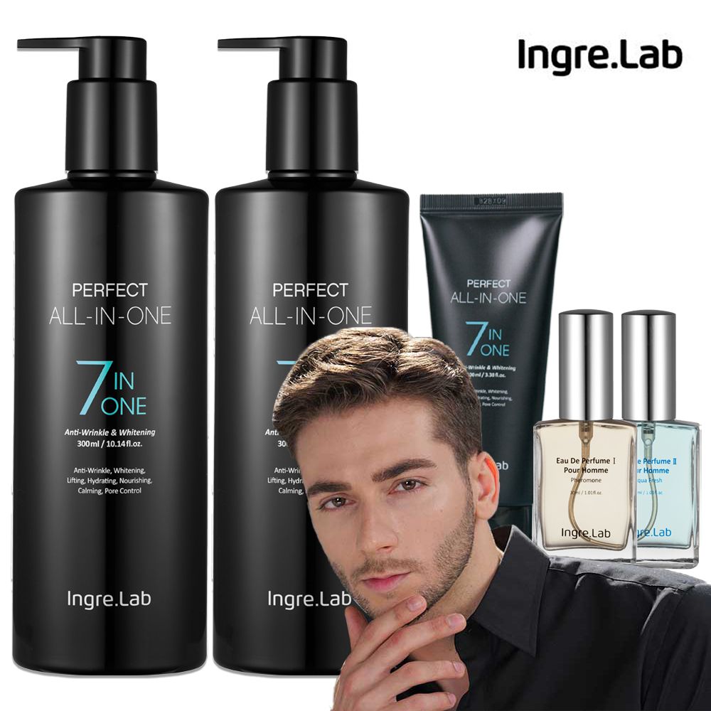 인그리랩 퍼펙트 올인원 남성화장품 1세트 4종 스킨 로션 에센스 향수 기능성 남자 화장품