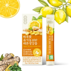 하루애 유기농 100 레몬생강즙 NFC 착즙 면연력 강화 소화 촉진 건강즙 14포 1세트