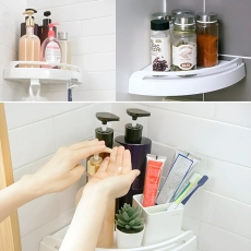 원터치 매직쉘프 플러스 무타공 욕실 코너선반 흡착식 다용도 벽선반 2세트