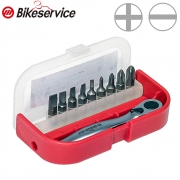 Bikesevice(바이크서비스) 초미니 10pc 일자, 십자 드라이버 비트 라쳇핸들 세트 - BS6005
