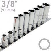 표준형 모터사이클 구성 3/8인치 6각 핸드소켓 레일세트 9PCS (오토바이 정비구성)