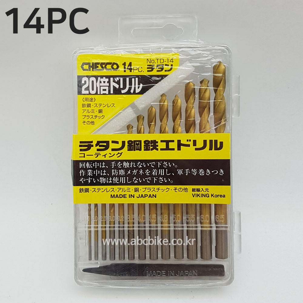 체스코 CHESCO 티타늄 강철 드릴세트 14PCS (철기리 세트) TD-14