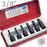 6PCS 3/8인치 임팩 헥스비트 육각비트 소켓세트 임팩용 6각비트 ( 철재케이스 ) 3406