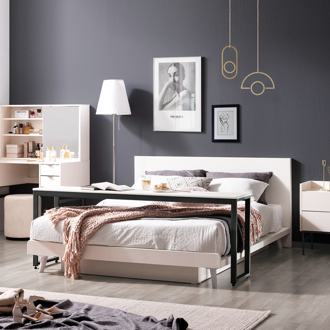 헤이미쉬홈 아크메 크림화이트 평상형 슈퍼싱글 퀸사이즈 침대