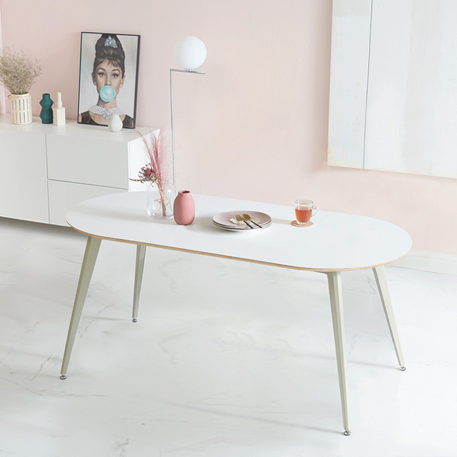 헤이미쉬홈 듀이 6인용 hpm 라미네이트 타원 식탁 세트 1800