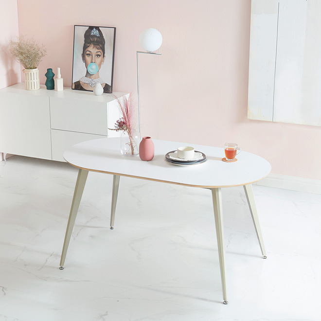 헤이미쉬홈 듀이 4인용 hpm 라미네이트 타원 식탁 세트 1400