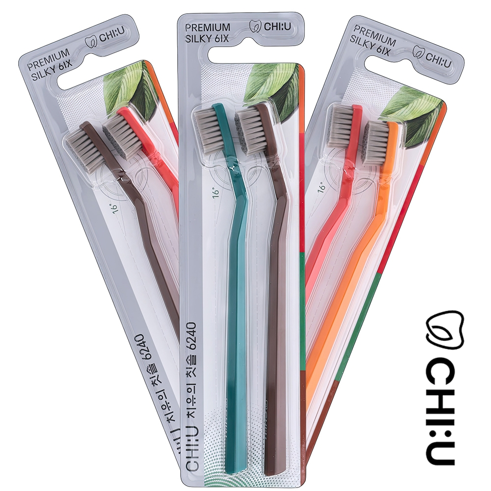 치유의칫솔6240 0.1mm 육각형 핸들 16-26 이중굴곡구조 (2개입) 색상랜덤발송