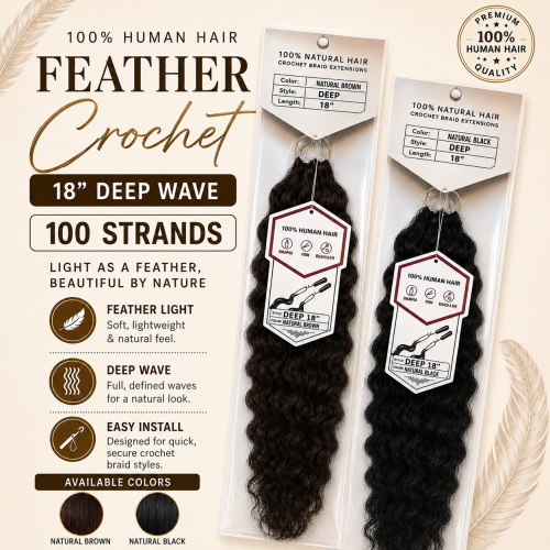 Human Hair Feather Crochet Deep 18"