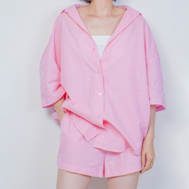 누엣지 - 라이크 보이프렌드 오버핏 셔츠 셋업