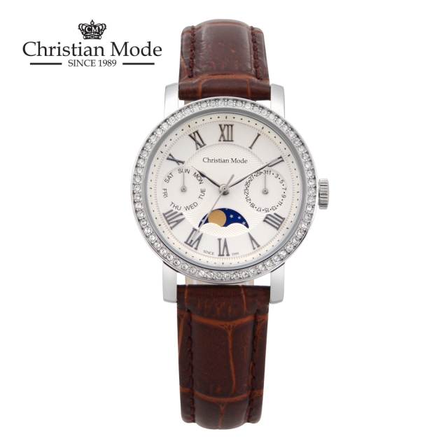 크리스챤모드 여성 문페이즈 가죽시계 CM401WTCH L