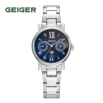 가이거 여성 문페이즈 멀티펑션 메탈시계 GE8025BS L