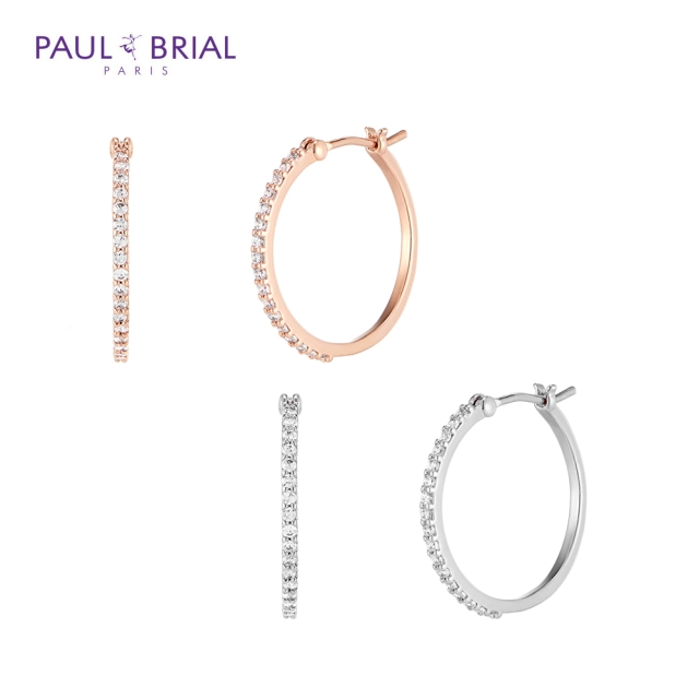 [PAUL BRIAL] 폴브리알 주얼리 SILVER 베이직 큐빅 후프링 귀걸이 PYSE0050