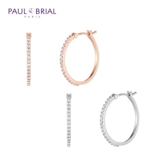 [PAUL BRIAL] 폴브리알 주얼리 SILVER 베이직 큐빅 후프링 귀걸이 PYSE0050