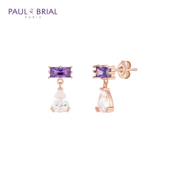 [PAUL BRIAL] 폴브리알 주얼리 SILVER 사각 퍼플 귀걸이 PYSE0080