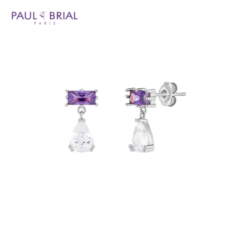 [PAUL BRIAL] 폴브리알 주얼리 SILVER 사각 퍼플 귀걸이 PYSE0080