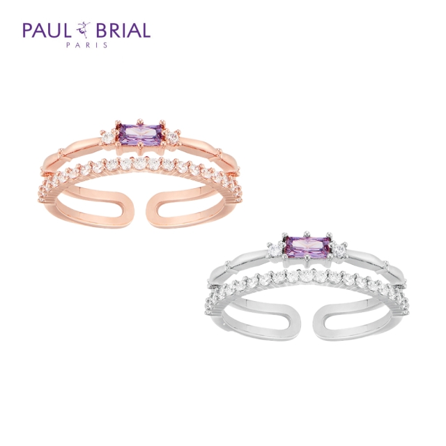 [PAUL BRIAL] 폴브리알 주얼리 SILVER 사각 퍼플 투라인 반지 PYSR0079