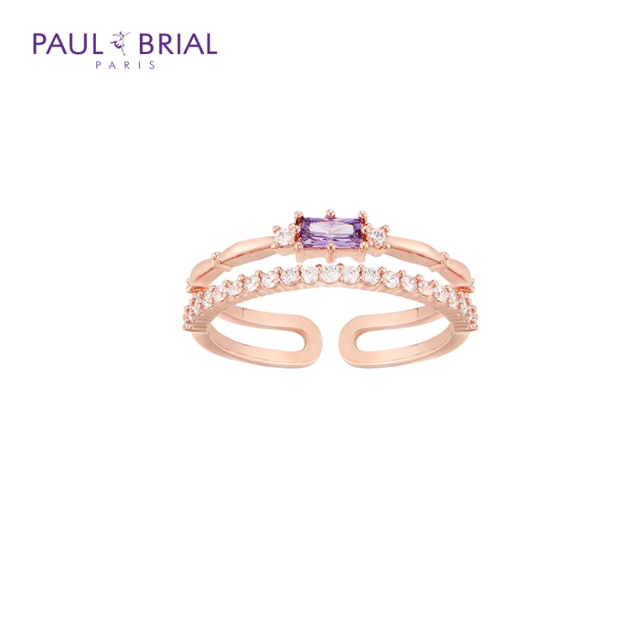 [PAUL BRIAL] 폴브리알 주얼리 SILVER 사각 퍼플 투라인 반지 PYSR0079