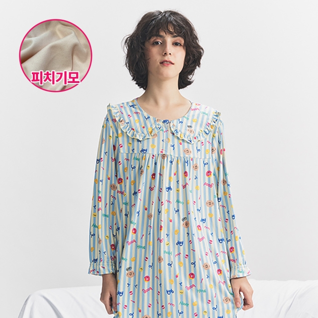 DAB 댑 마카롱 스트라이프 소프텐션 원피스잠옷 여성용_GPJ17261
