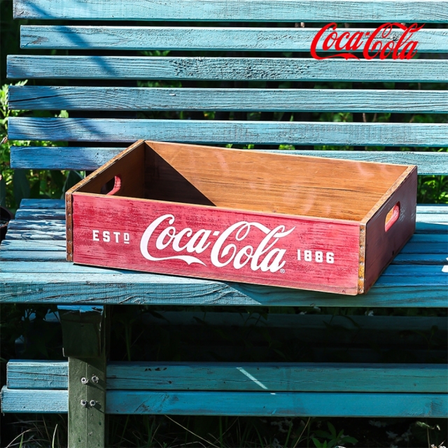 코카콜라 피크닉 빈티지 우드 트레이(레드)