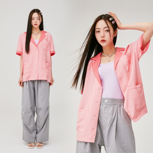 파스티야 루즈핏 데일리 홈웨어 드레이프 자켓(피치핑크)