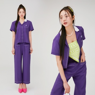 파스티야 엠브로이더리 데일리 홈웨어 드레이프 자켓(바이올렛)